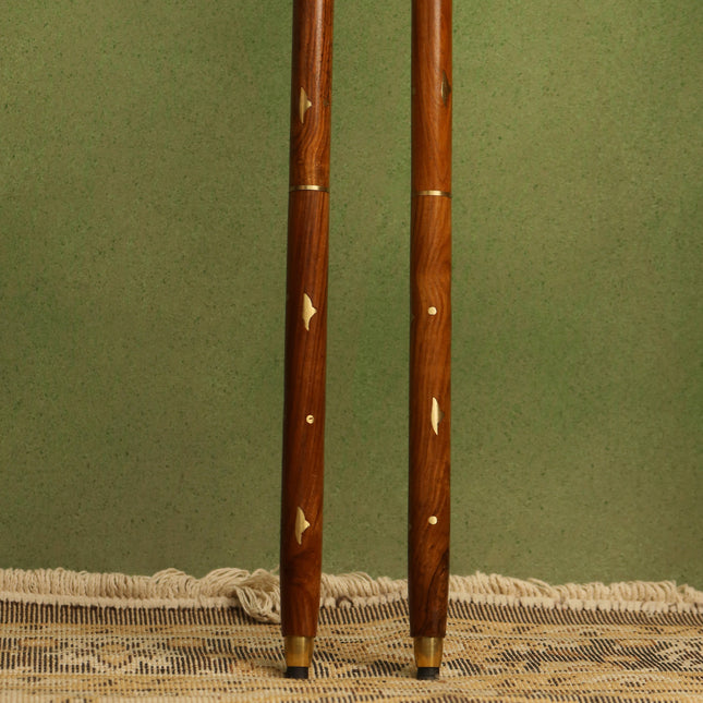 Brass Plain Wooden Walking Stick (37.5 Inch)