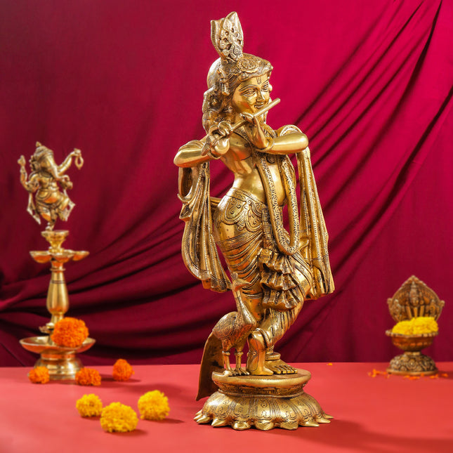 Brass Lord krishna Statue (24.5 Inch)