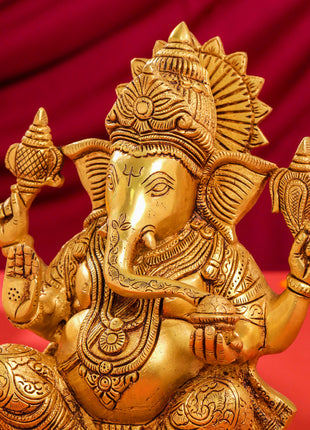 Brass Lord Ganesha Idol (10.5 Inch)