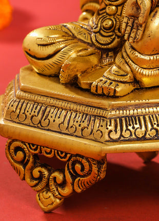 Brass Ganesha And Lakshmi On Throne Set (11 Inch)