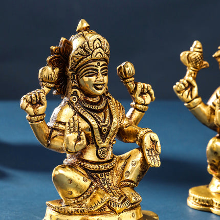 Brass Ganesha And Lakshmi Set (5 Inch)