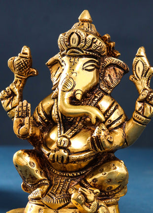 Brass Ganesha And Lakshmi Set (5 Inch)