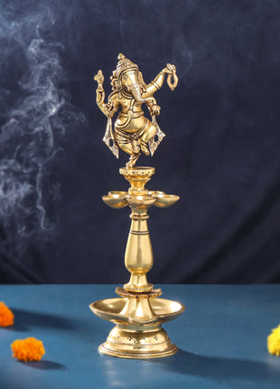Brass Ganesha Diya/Lamp (16 Inch)