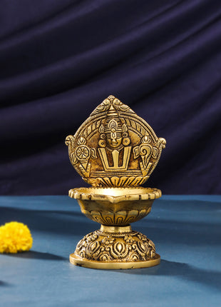 Brass Balaji Shankh Chakra And Namah Diya (6.5 Inch)