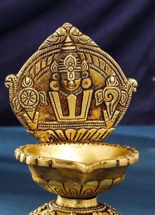 Brass Balaji Shankh Chakra And Namah Diya (6.5 Inch)