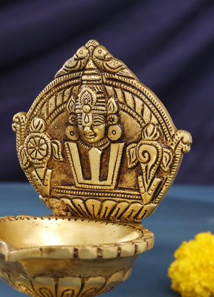 Brass Balaji Shankh Chakra And Namah Diya (6.5 Inch)