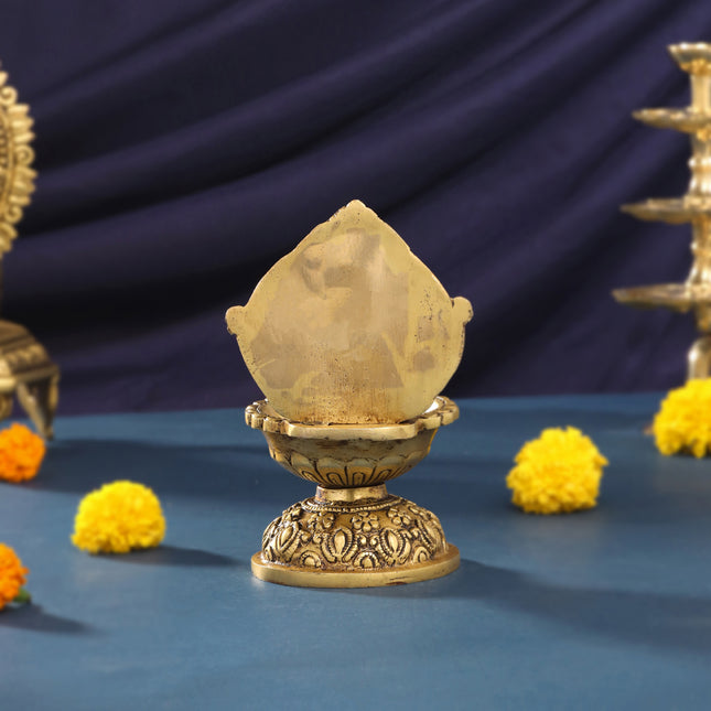 Brass Balaji Shankh Chakra And Namah Diya (6.5 Inch)