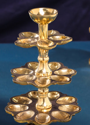 Brass Three Step Deeparadhana Lamp(9.5 Inch)