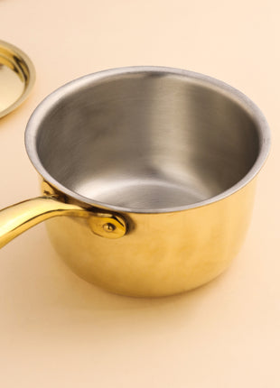 Brass Sauce Pan With Lid And Handle (5 Inch)