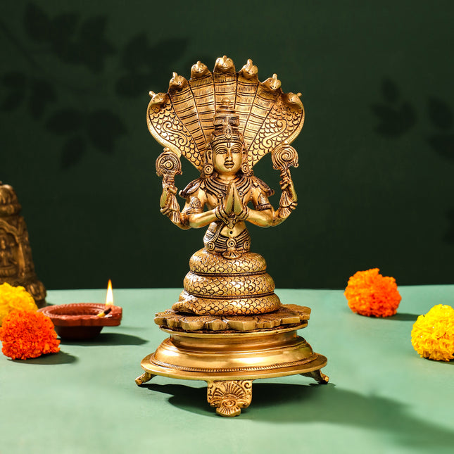 Brass Superfine God Patanjali Idol (10.5 Inch)