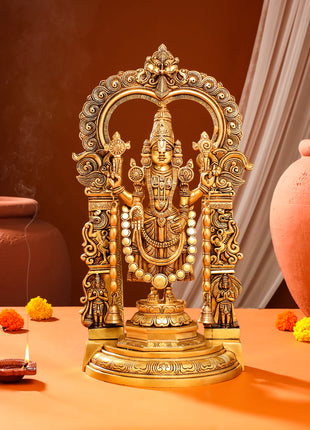 Brass Frame Tirupati Balaji Venkateshwar Idol (8 Inch)