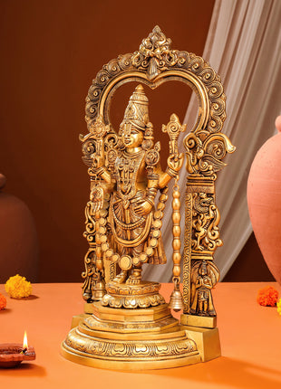 Brass Frame Tirupati Balaji Venkateshwar Idol (8 Inch)