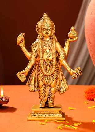 Brass Lord Dhanvantari Idol (10 Inch)