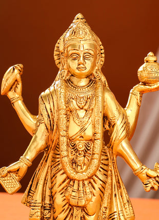 Brass Lord Dhanvantari Idol (10 Inch)