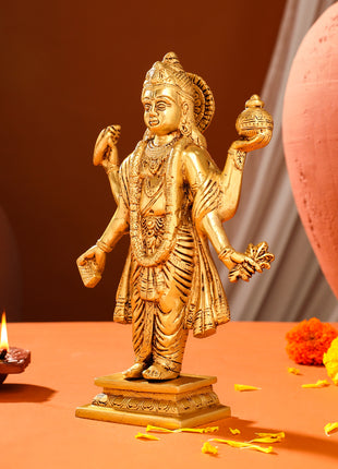 Brass Lord Dhanvantari Idol (10 Inch)