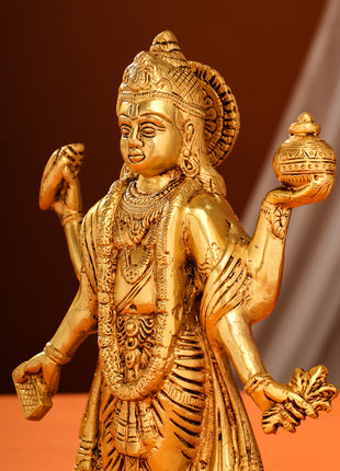 Brass Lord Dhanvantari Idol (10 Inch)