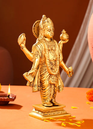 Brass Lord Dhanvantari Idol (10 Inch)