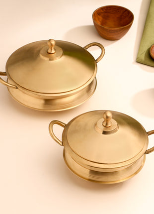 Brass Serving Pot With Lid And Handle