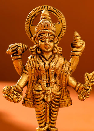 Brass Lord Dhanvantari Idol (4 Inch)