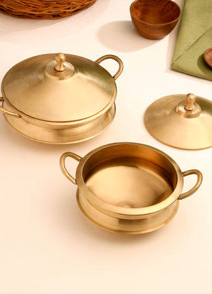 Brass Serving Pot With Lid And Handle