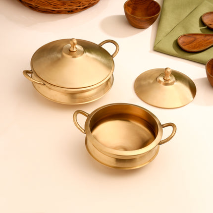 Brass Serving Pot With Lid And Handle