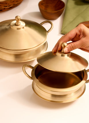 Brass Serving Pot With Lid And Handle