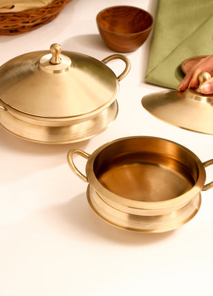 Brass Serving Pot With Lid And Handle