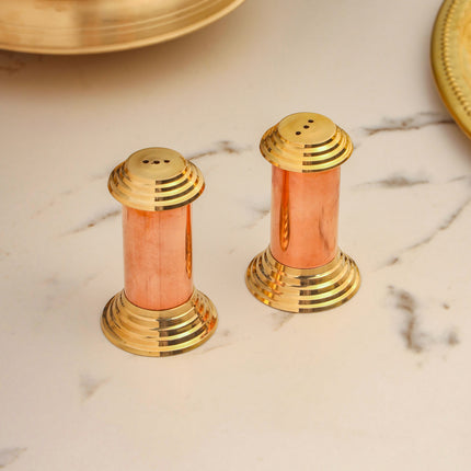 Brass/Copper Salt & Pepper Shakers Set Of Two (2.8 Inch)