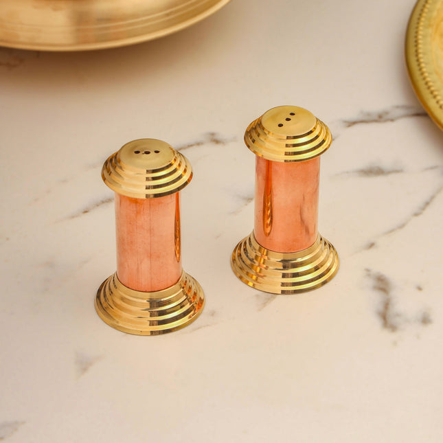 Brass/Copper Salt & Pepper Shakers Set Of Two (2.8 Inch)