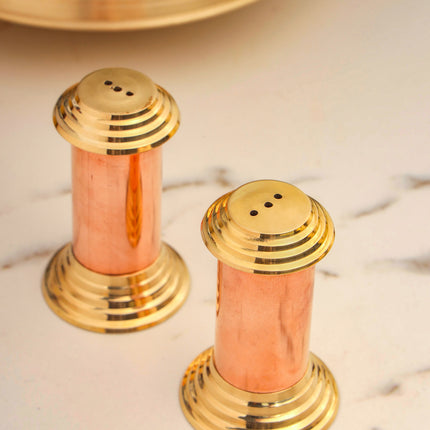 Brass/Copper Salt & Pepper Shakers Set Of Two (2.8 Inch)