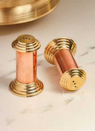 Brass/Copper Salt & Pepper Shakers Set Of Two (2.8 Inch)