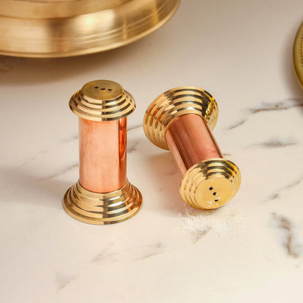 Brass/Copper Salt & Pepper Shakers Set Of Two (2.8 Inch)