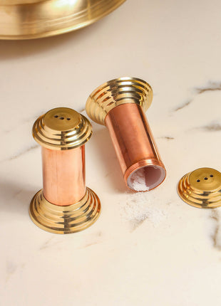 Brass/Copper Salt & Pepper Shakers Set Of Two (2.8 Inch)