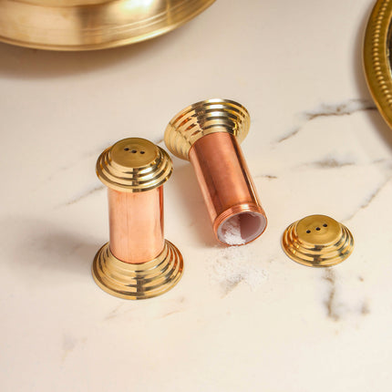Brass/Copper Salt & Pepper Shakers Set Of Two (2.8 Inch)