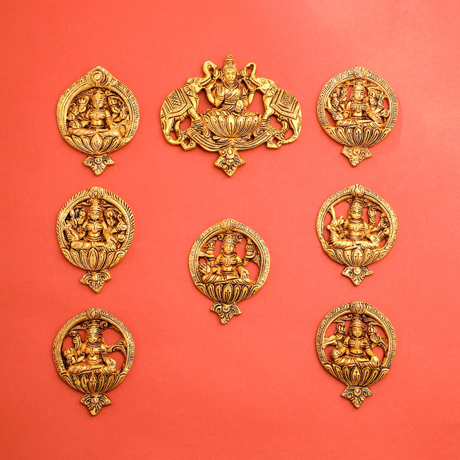 Brass Ashtalakshmi Hanging Plates Set (3.5 Inch)