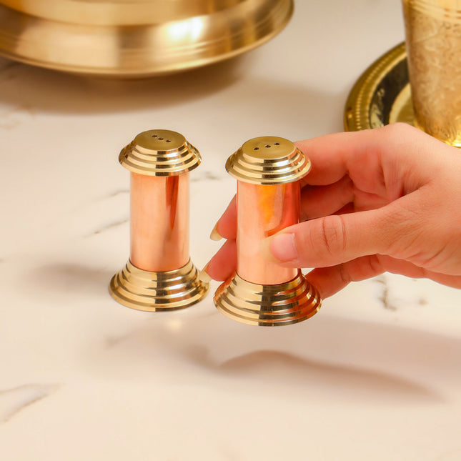 Brass/Copper Salt & Pepper Shakers Set Of Two (2.8 Inch)