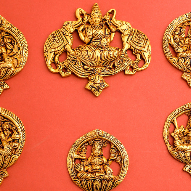 Brass Ashtalakshmi Hanging Plates Set (3.5 Inch)