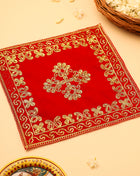 Embroidery Work Red Velvet God Pooja Asana