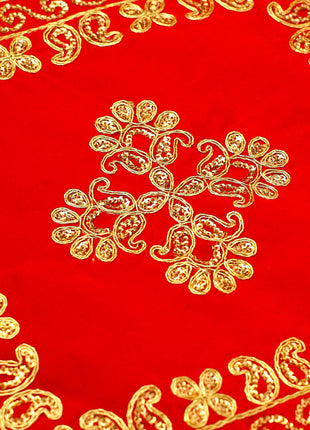 Embroidery Work Red Velvet God Pooja Asana