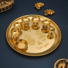 Brass Traditional Seven Deepak Pooja Thali (11.5 Inch)