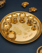 Brass Traditional Seven Deepak Pooja Thali (11.5 Inch)