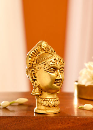 Brass Goddess Parvati Head Idol (3 Inch)