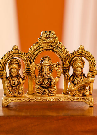 Brass Ganesha, Lakshmi And Saraswati Idols (3 Inch)