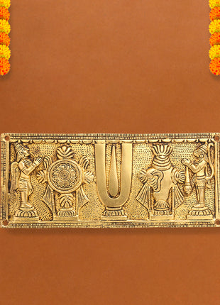 Brass Shankh Chakra Namah Hanuman And Garuda Wall Hanging (4 Inch)