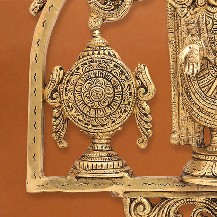 Brass Balaji Shankh Chakra Namah Wall Hanging (11 Inch)