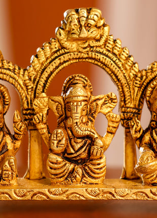 Brass Ganesha, Lakshmi And Saraswati Idols (3 Inch)