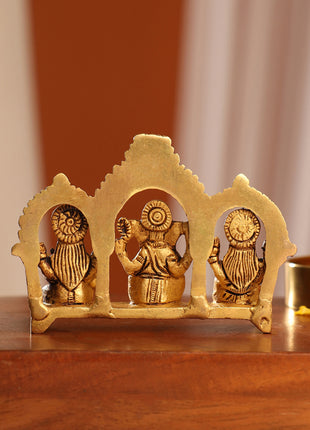 Brass Ganesha, Lakshmi And Saraswati Idols (3 Inch)