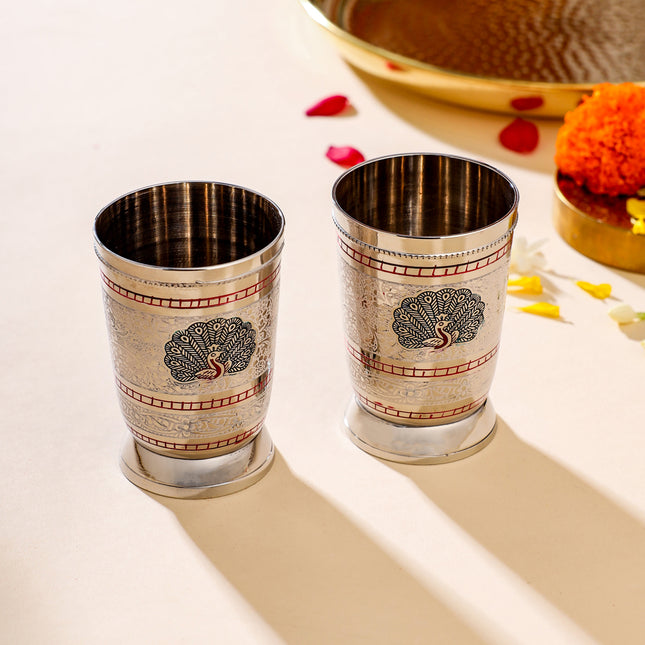 Brass Kalai Glass Pair (4.2 Inch)