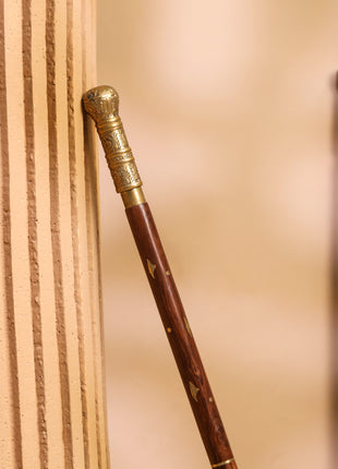 Brass Carving Walking Stick (38.5 Inch)