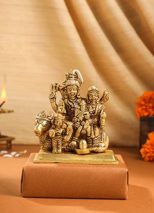 Brass Shiva Family Idol (4 Inch)